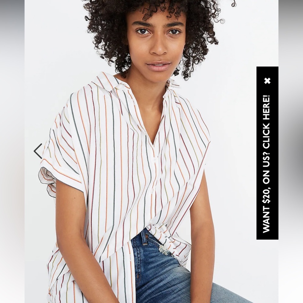 Madewell Top Central Shirt in Sadie Stripe Size XS Oversized Collared Button